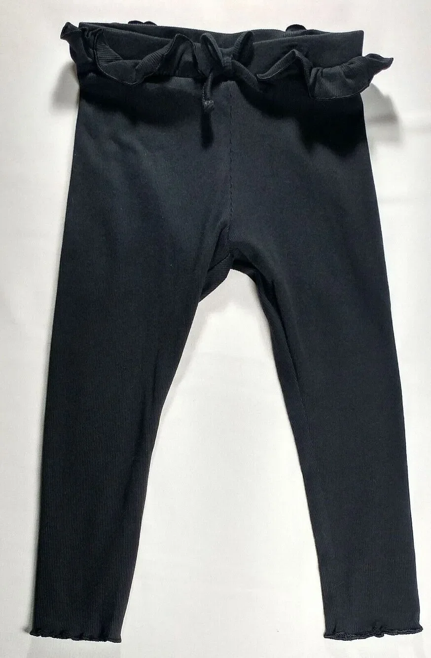Girls Jumping Beans Leggings Black Ruffled Waist with Bow